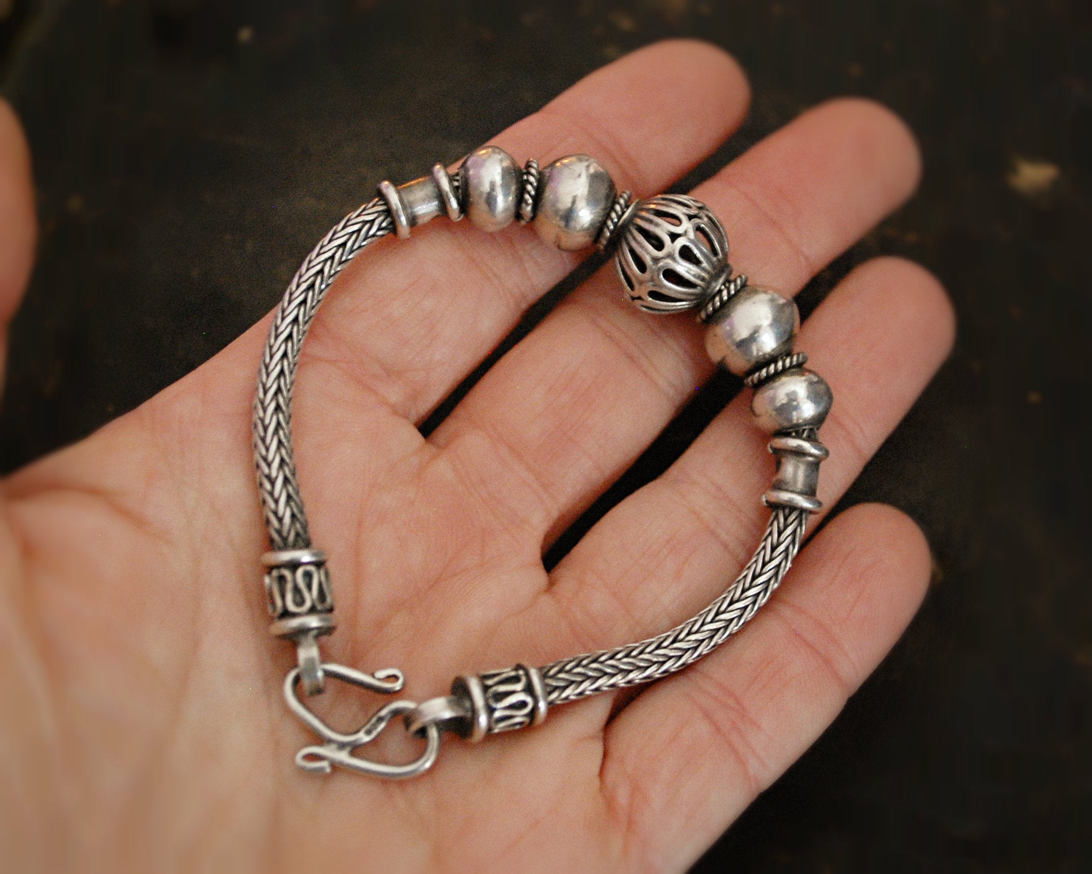 Balinese Snake Chain Bracelet with Beads