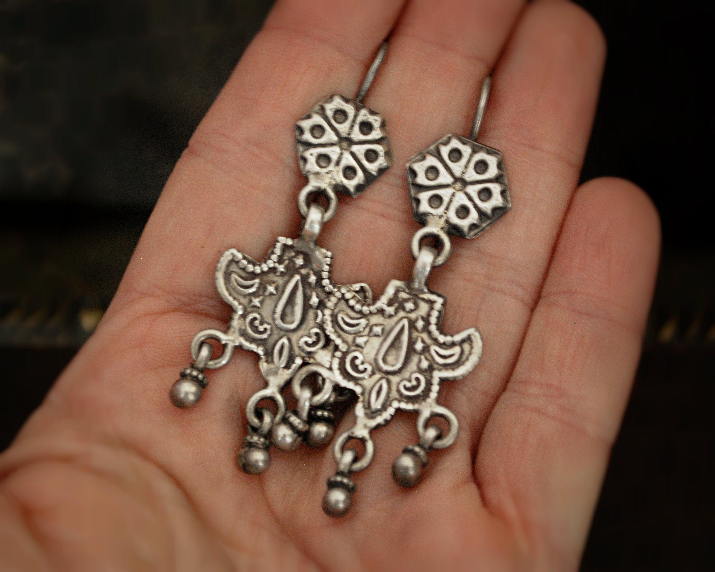 Rajasthani Silver Earrings with Dangles