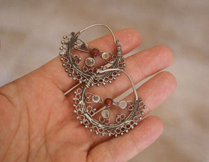 Antique Afghani Hoop Earrings with Glass