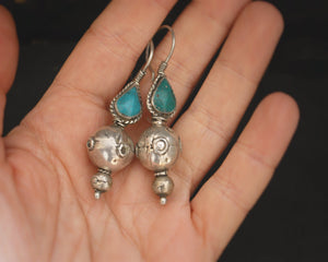 Antique Afghani Earrings with Turquoise