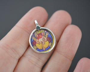 Small Indian Ganesha Painting Pendant Amulet