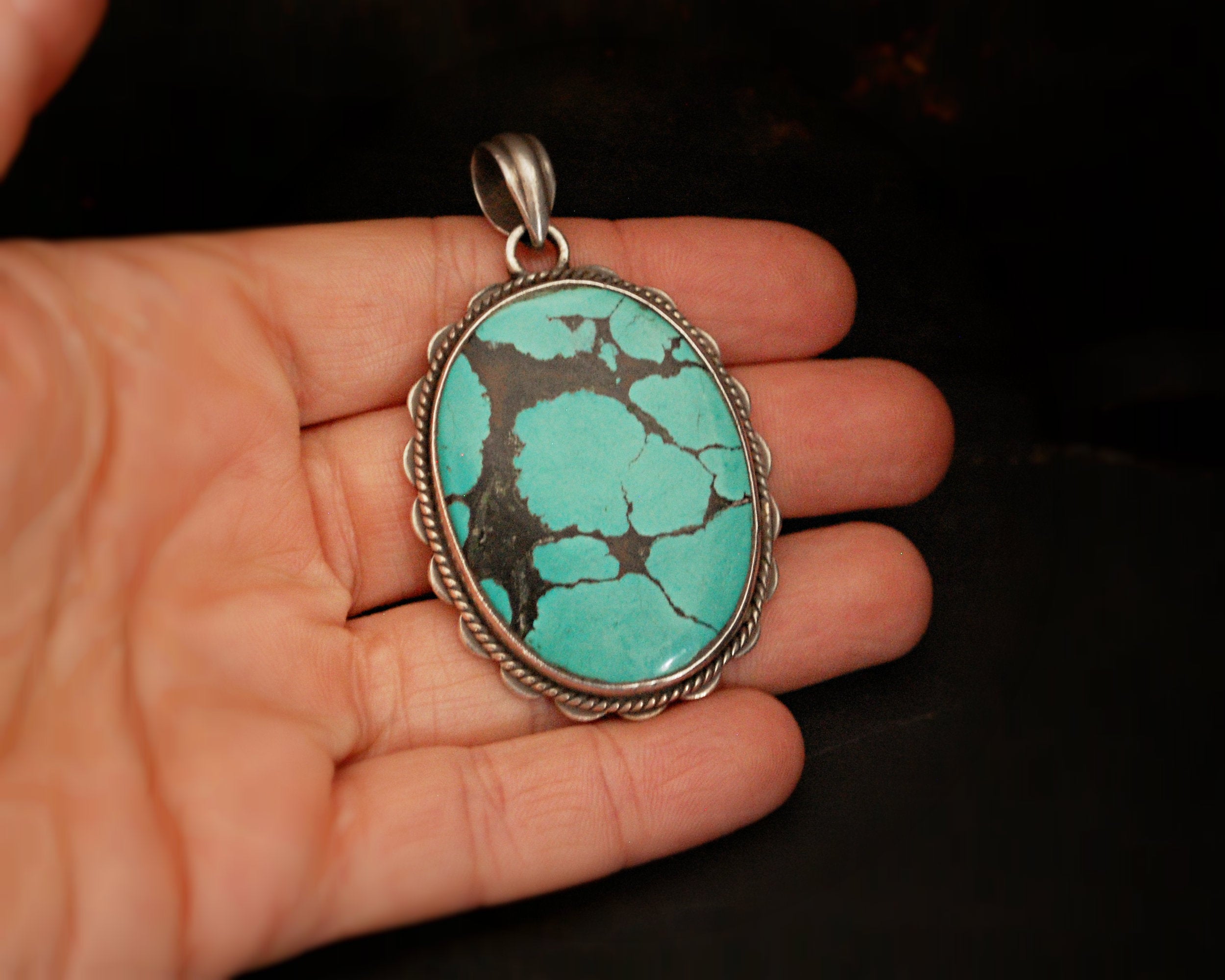 Large Turquoise Pendant from India