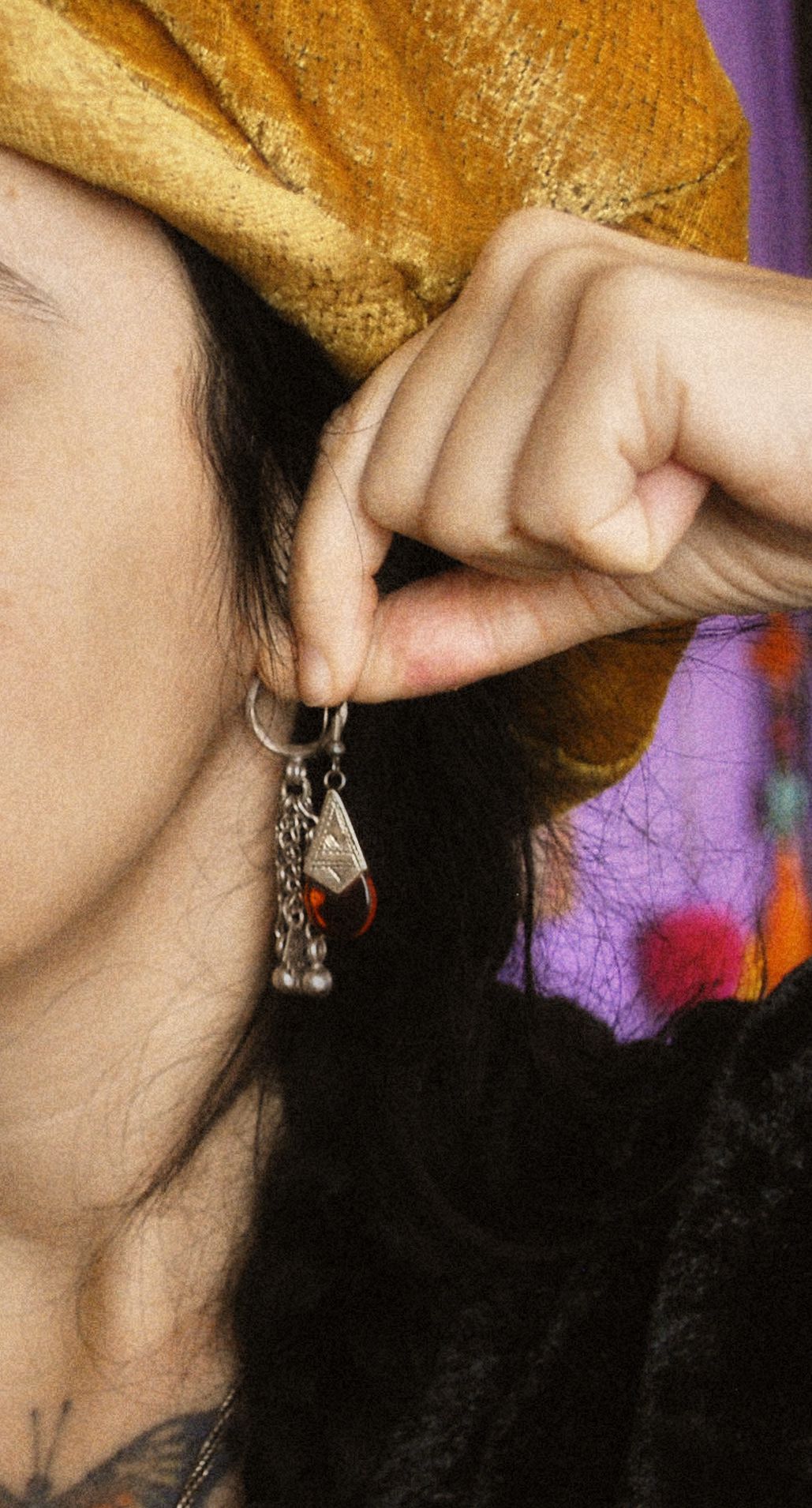 Tuareg Earrings with Orange Glass