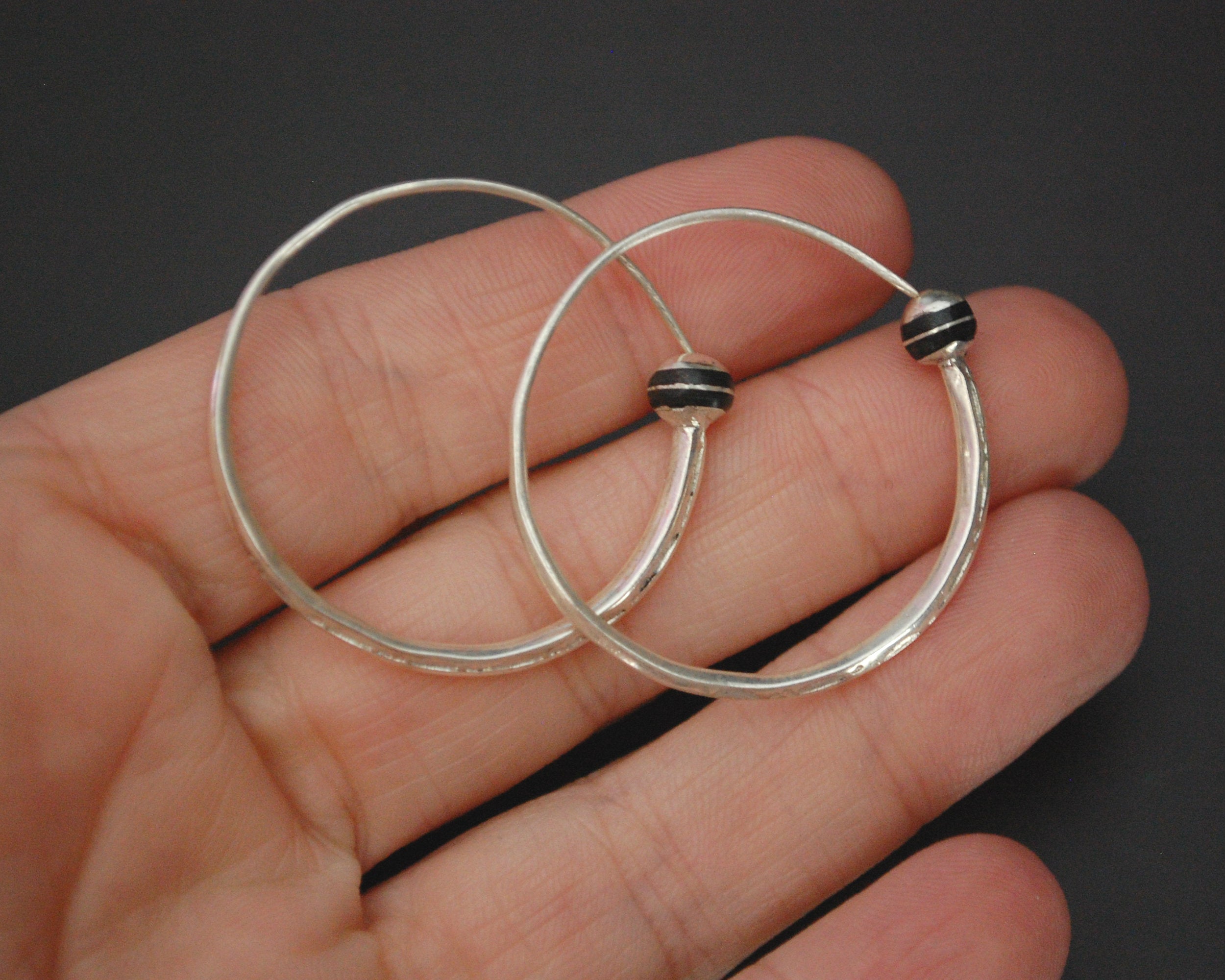 Tuareg Hoop Earrings with Ebony Inlay