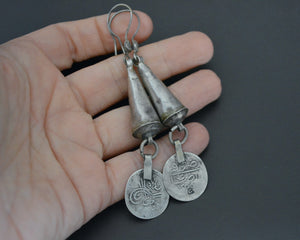 Berber Cone Dangle Earrings with Bedouin Coins