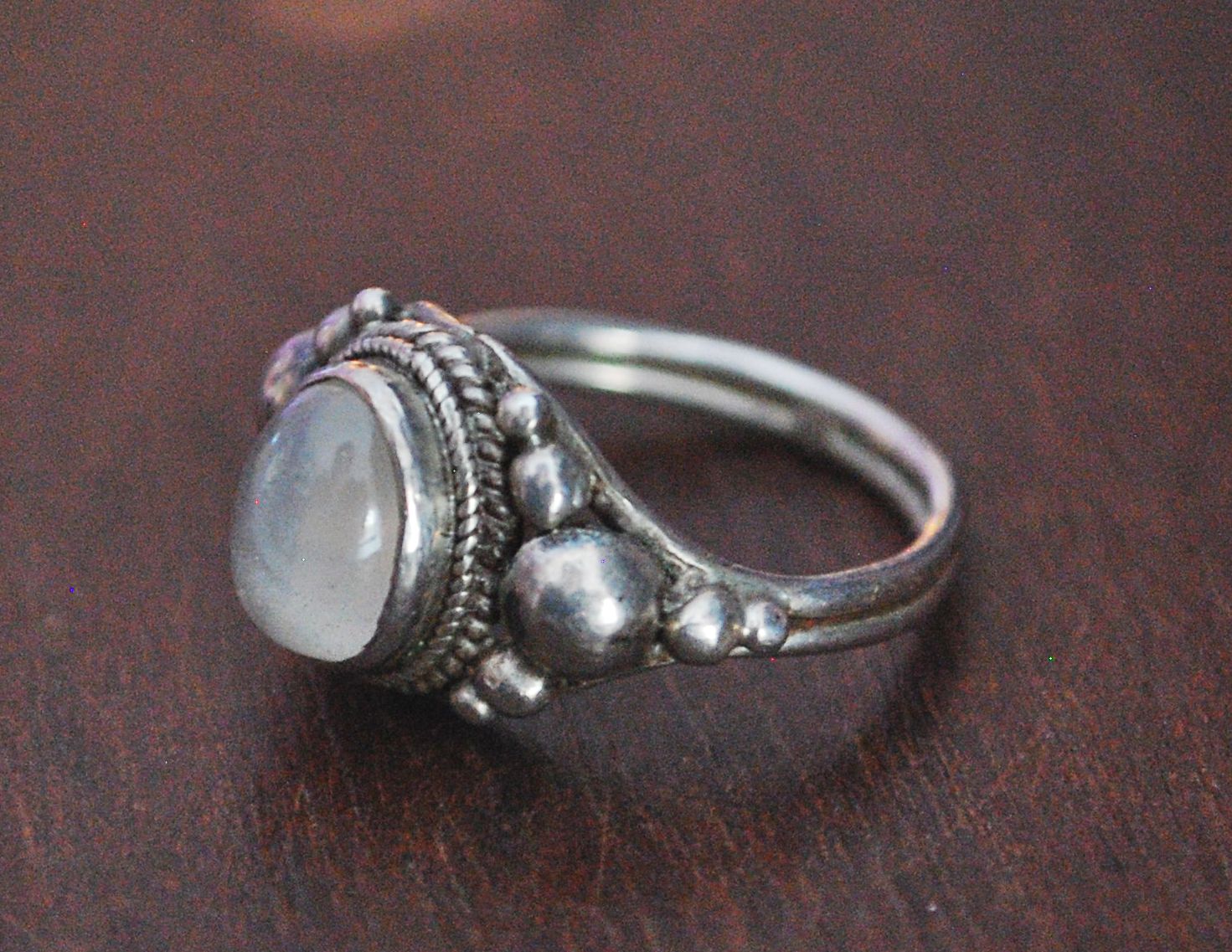 Ethnic Moonstone Ring from India - Size 6.5