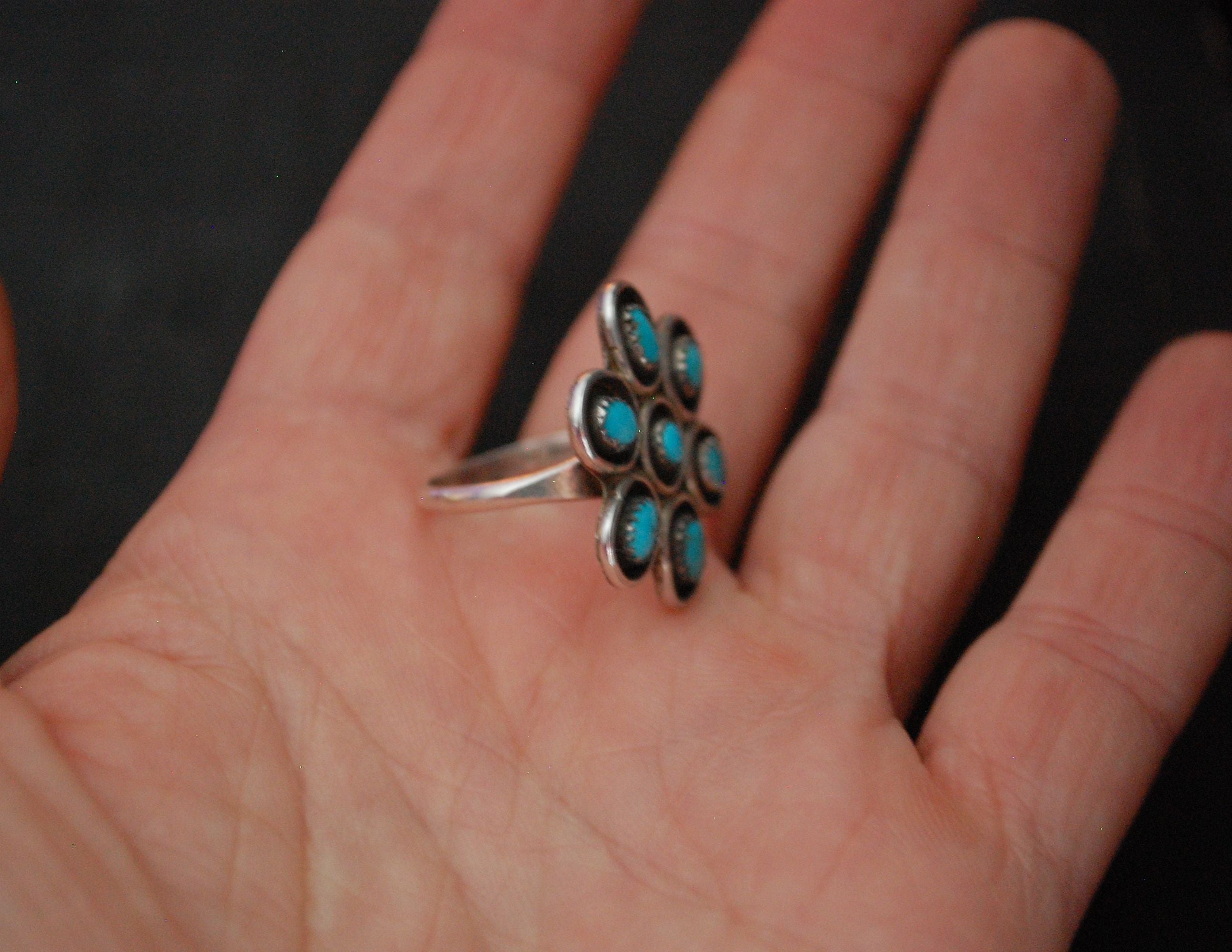 Native American Zuni Turquoise Ring - Size 6.75