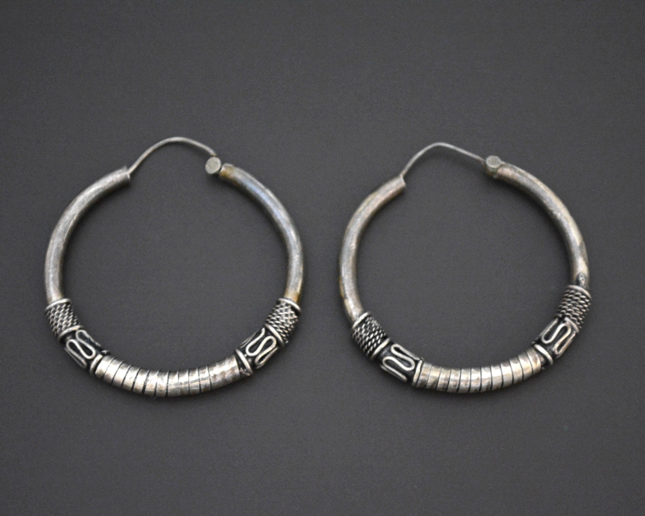 Ethnic Bali Hoop Earrings with Wire Work - Large/Medium