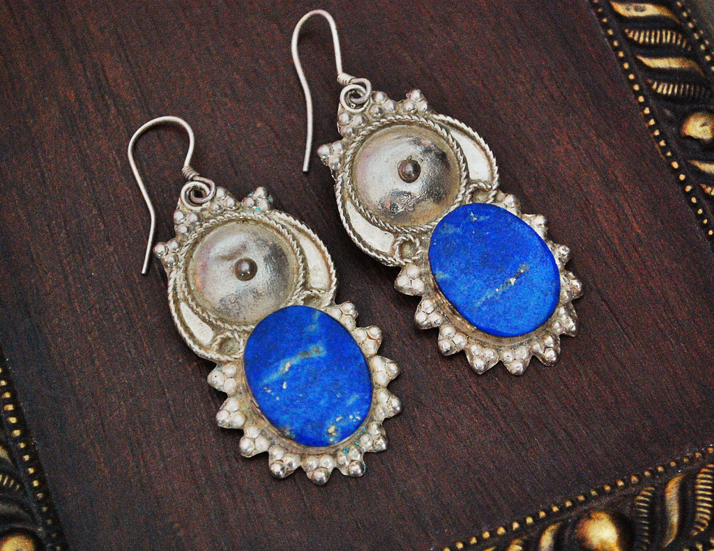 Ethnic Lapis Lazuli Earrings from India