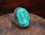 Large Nepali Turquoise Ring - Size 7.5