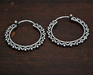 Rajasthani Silver Hoop Earrings - Small