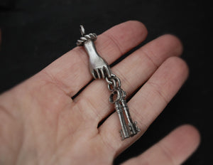 Solid Silver Hand Pendant with Keys