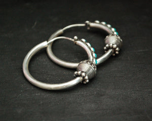 Ethnic Hoop Earrings with Turquoise