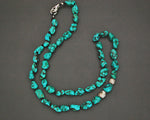 Knotted Turquoise Nugget Necklace with Silver Beads