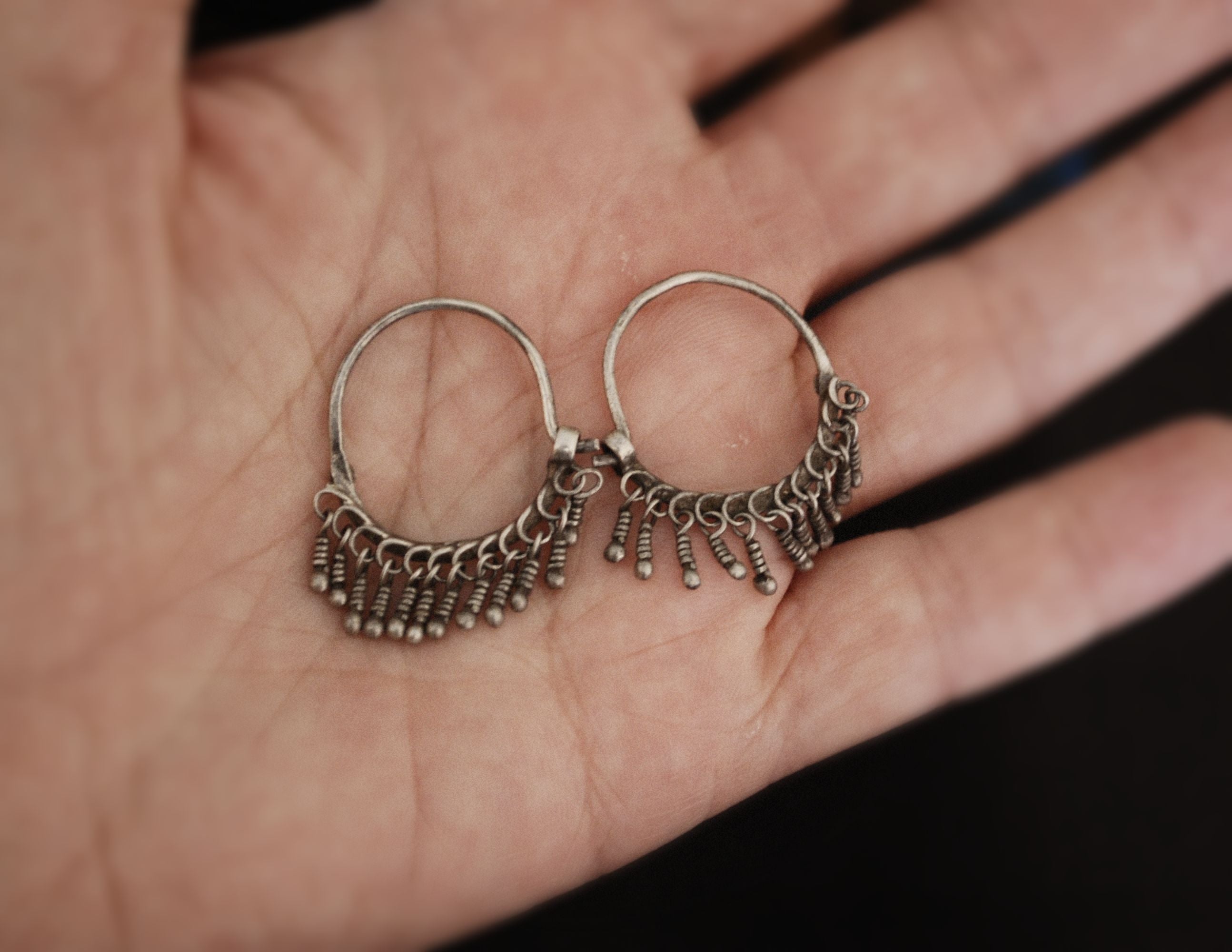 Afghani Hoop Earrings with Tassels