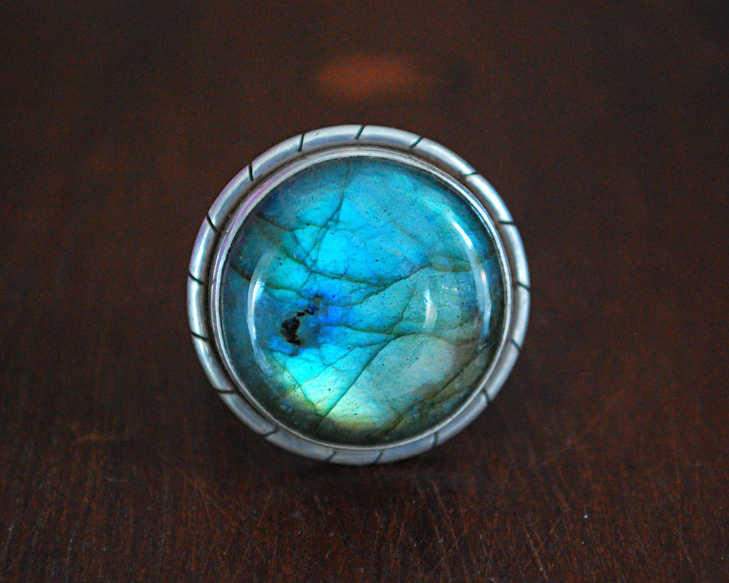 Ethnic Labradorite Ring - Size 6