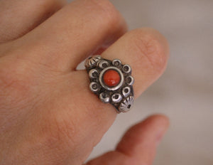 Rajasthani Tribal Coral Ring - Size 7