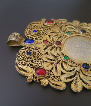 Balkans Albanian Filigree Gilded Costume Pendant