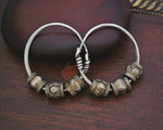 Ethnic Hoop Earrings with Gilded Beads from Indonesia