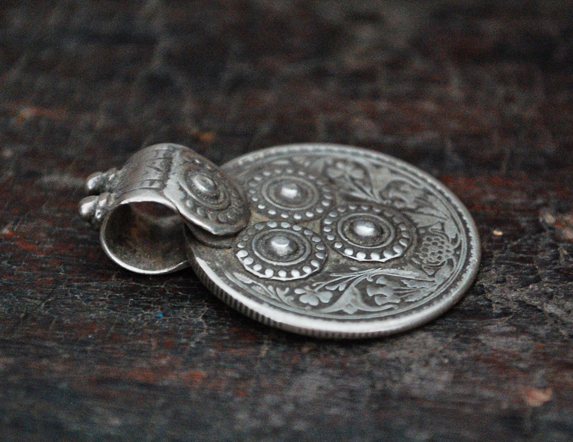 Antique Indian One Rupee Coin Pendant