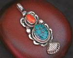 Turquoise and Coral Pendant from India