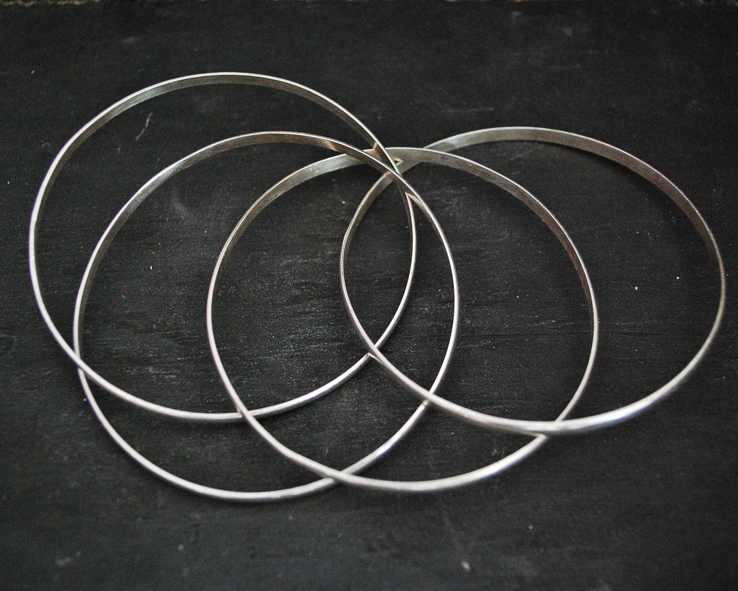 Interlocked Sterling Silver Bangle Bracelets