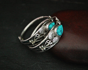 Ethnic Hoop Earrings with Turquoise