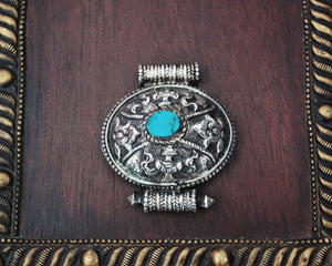 Tibetan Gau Box Pendant with Turquoise