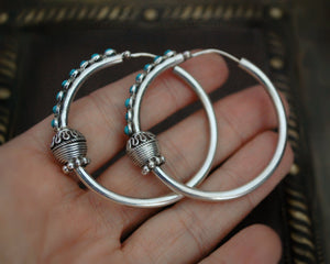 Ethnic Hoop Earrings with Turquoise