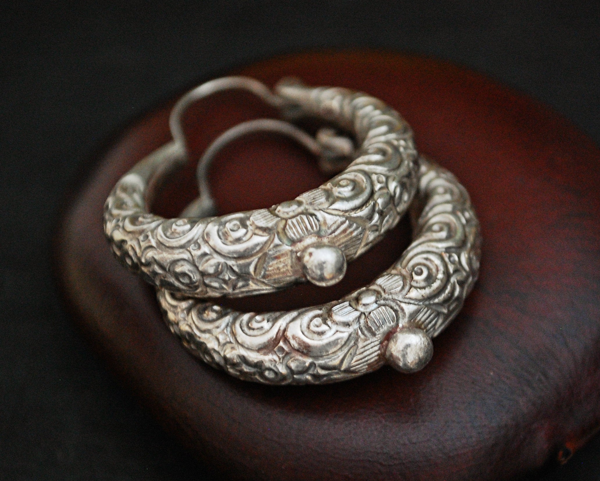 Ethnic Nepali Hoop Earrings - MEDIUM