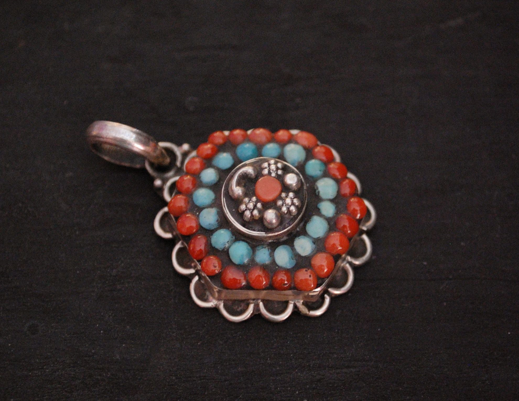 India Turquoise Coral Pendant