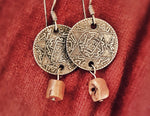 Old Berber Coin Earrings with Coral