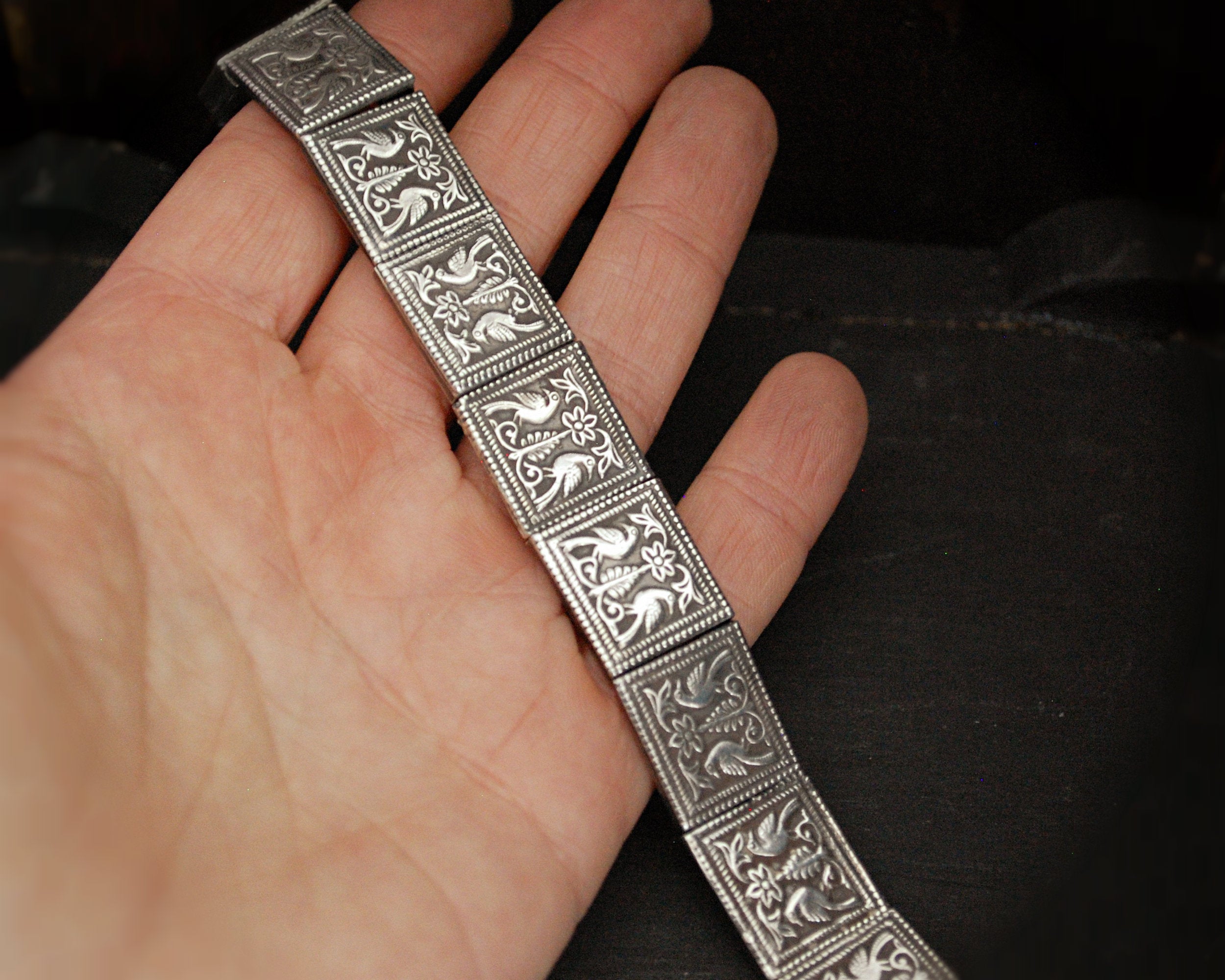 Rajasthani Silver Bracelet with Peacocks