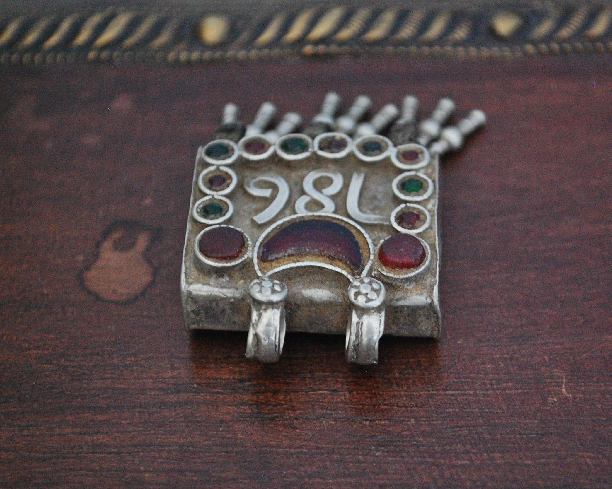 Rajasthani Moon Amulet Pendant with Dangles