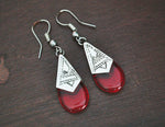 Tuareg Earrings with Orange Glass