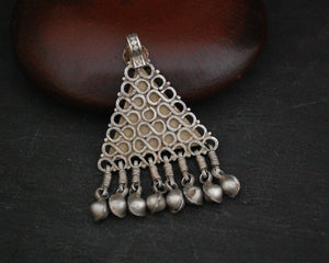 Antique Afghani Silver Pendant with Bell Tassels