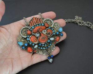 Large Tibetan Nepali Zeeba Pendant Necklace