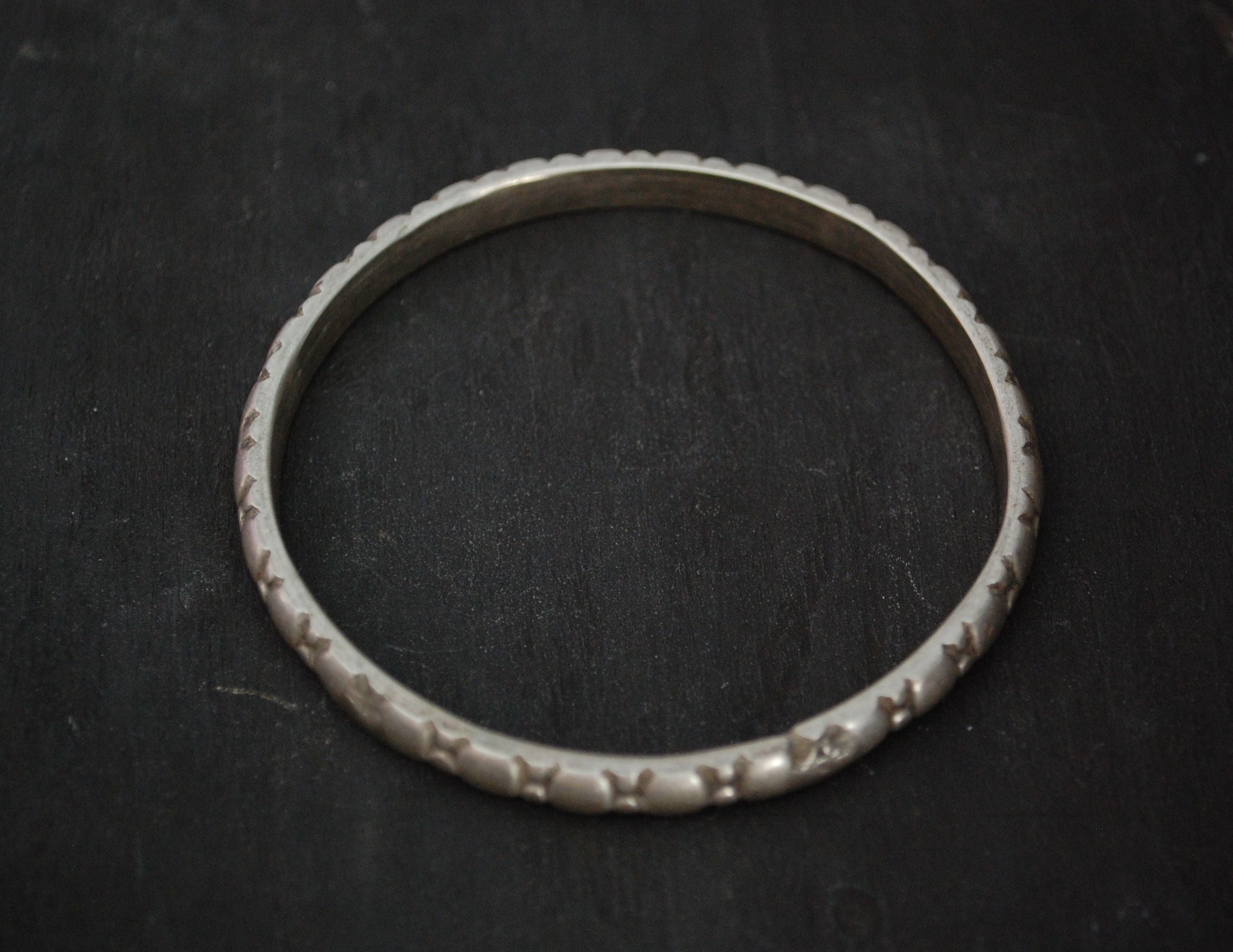 Antique Indian Tribal Silver Bracelet from Rajasthan