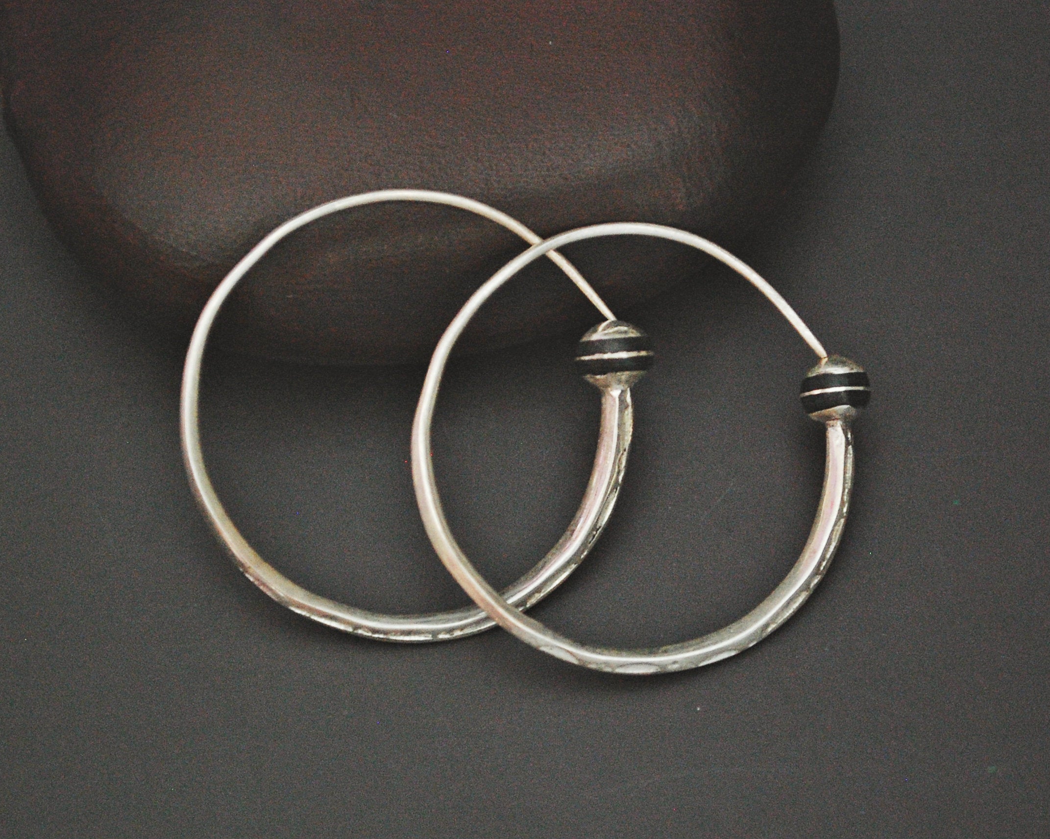 Tuareg Hoop Earrings with Ebony Inlay