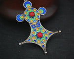 Berber Enamel Cross Pendant on Silver Chain