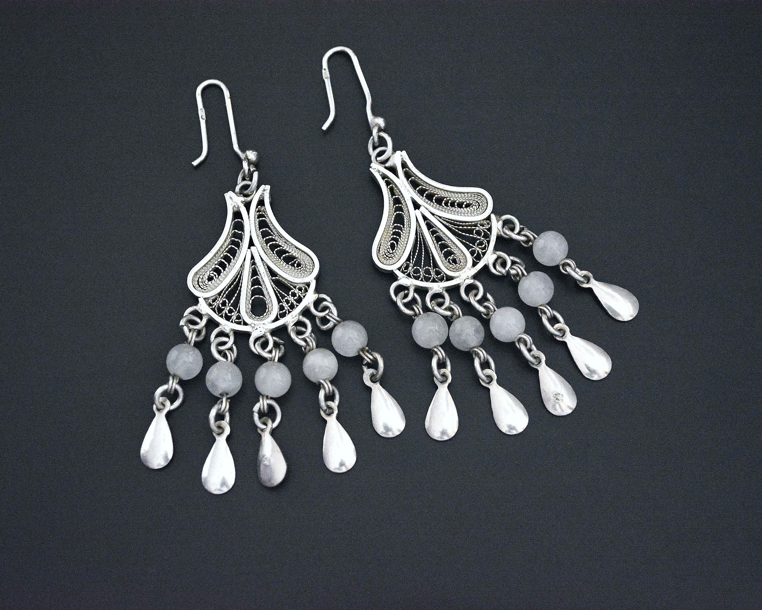 Moonstone Filigree Chandelier Earrings