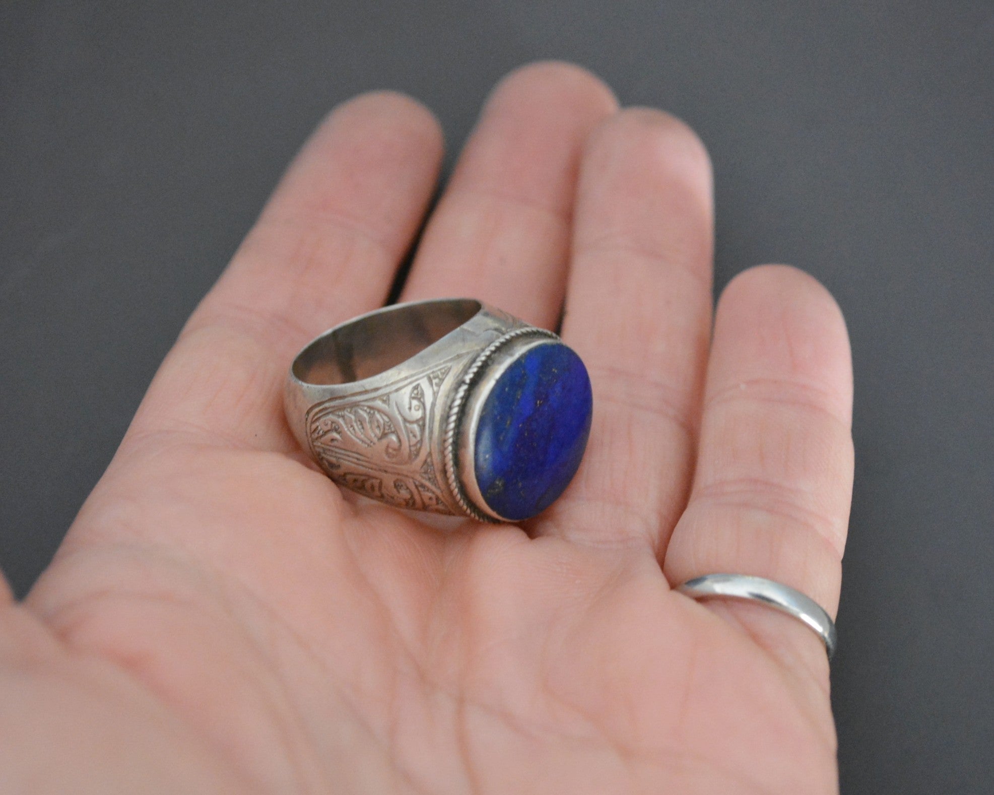 Bold Afghani Lapis Lazuli Ring - Size 8.5