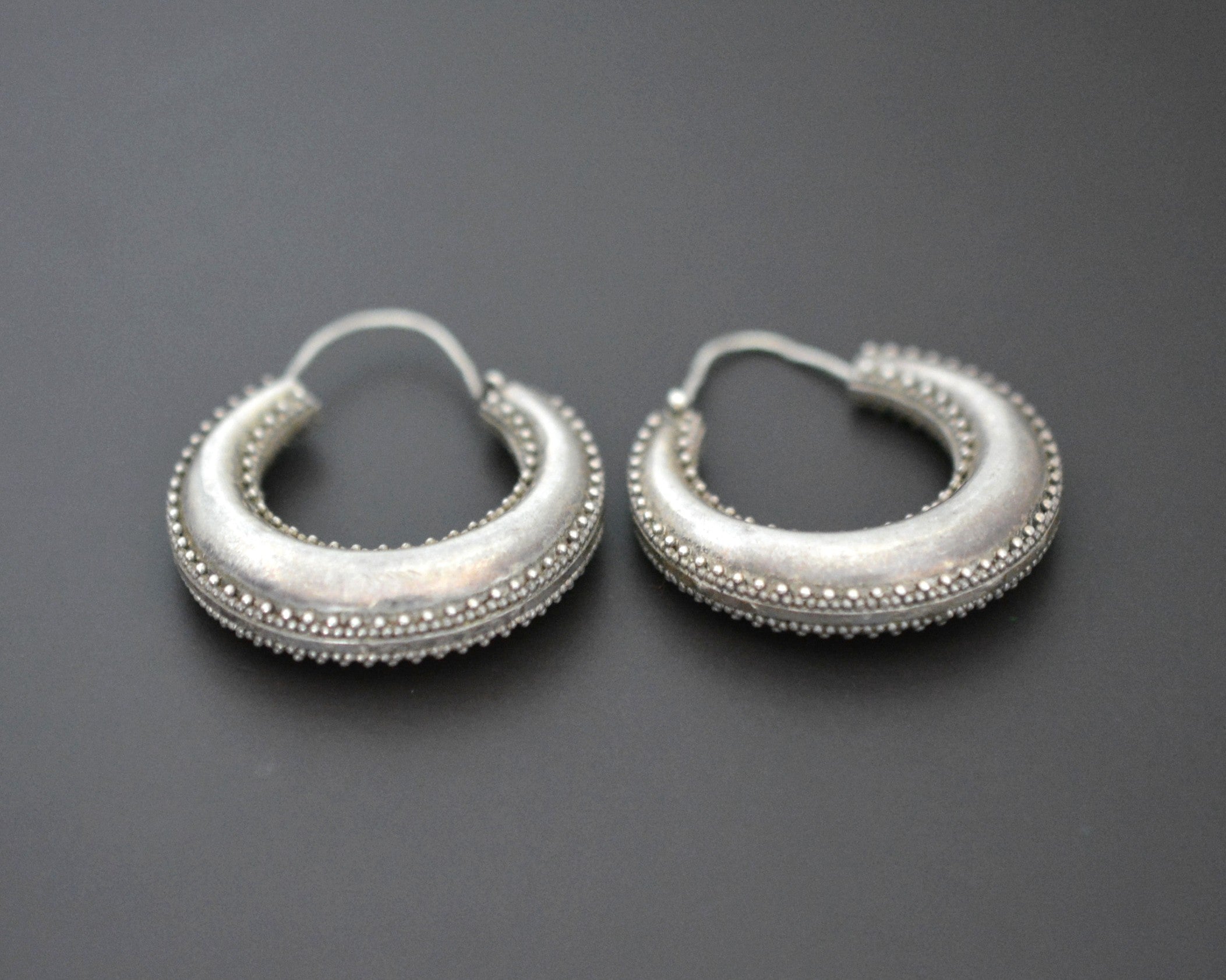 Ethnic Hoop Earrings with Dotwork - MEDIUM