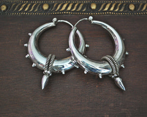 Sterling Silver Spike Hoop Earrings - LARGE