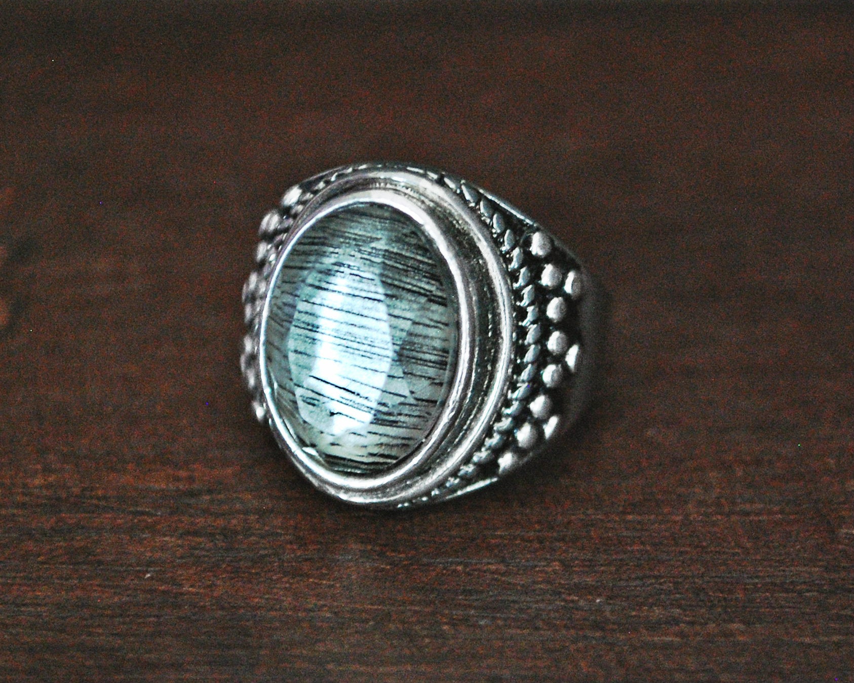 Faceted Crystal Quartz Ring - Size 5.5