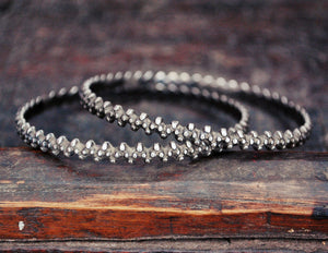 Pair of Rajasthani Silver Bracelets - SMALL