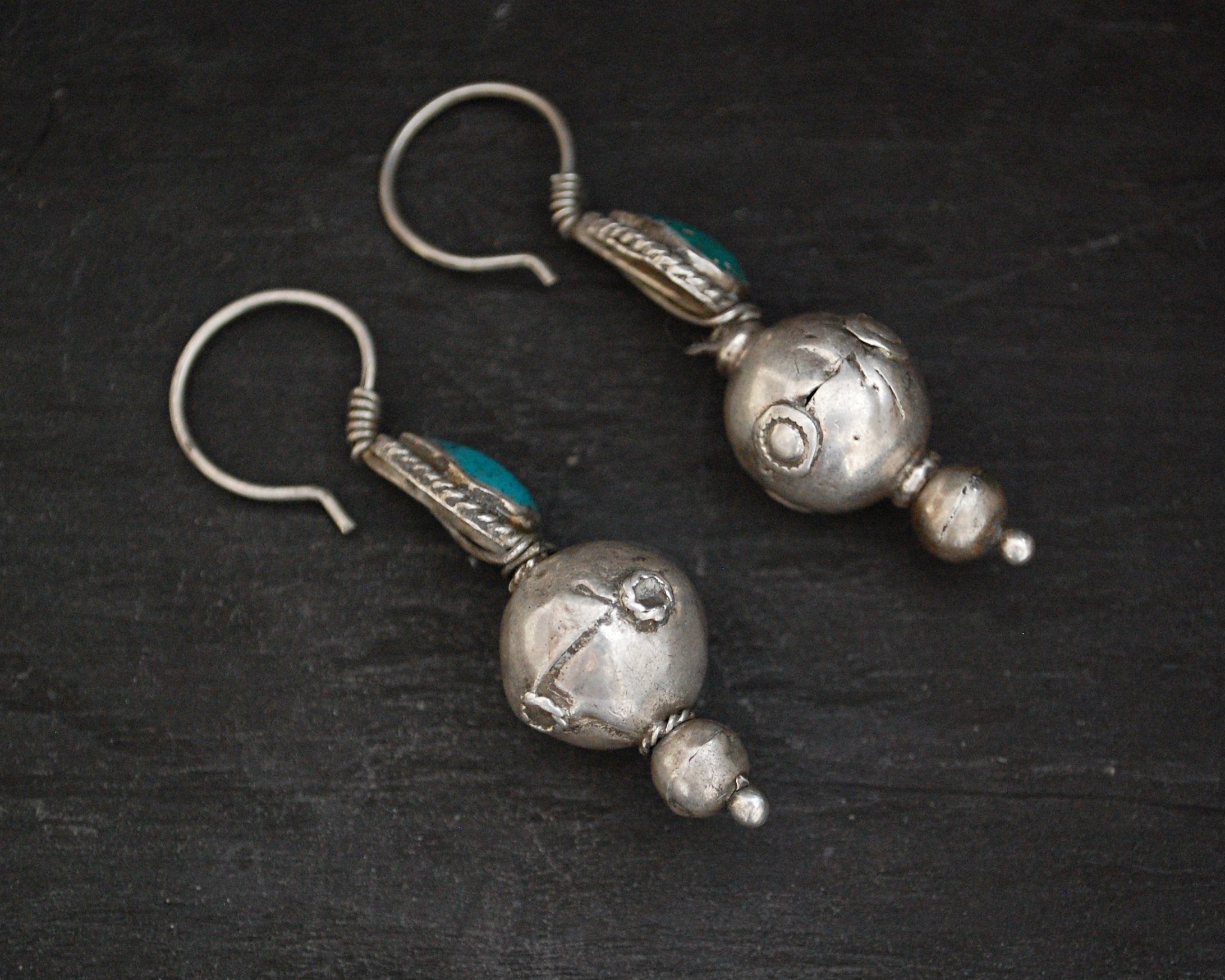 Antique Afghani Earrings with Turquoise