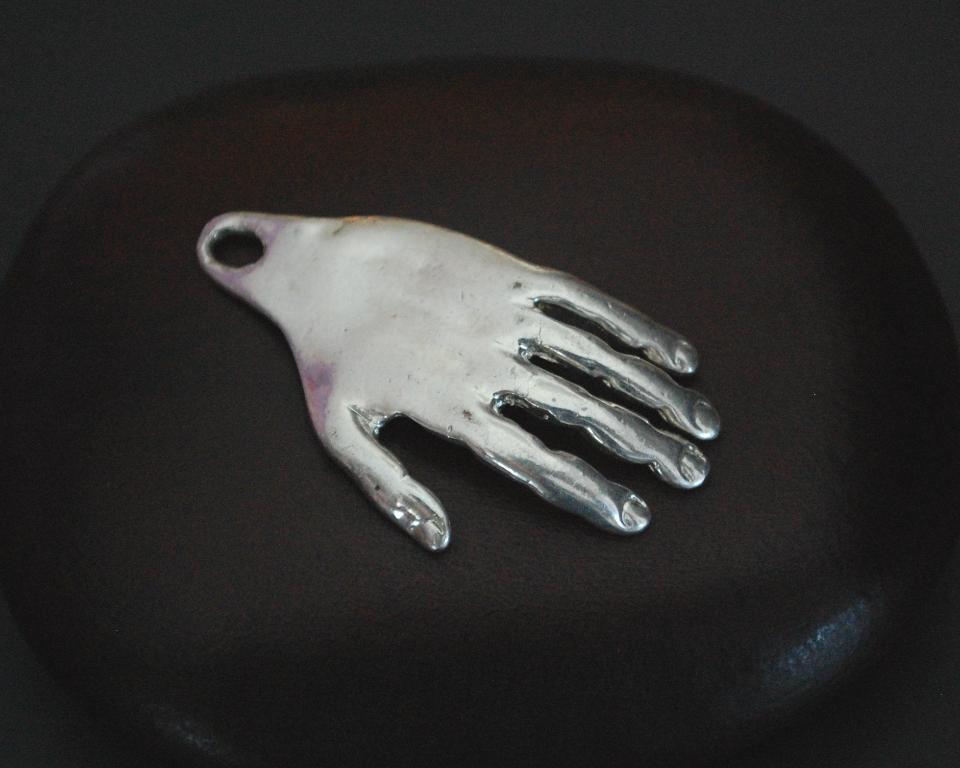 Solid Silver Hand and Eye Pendant