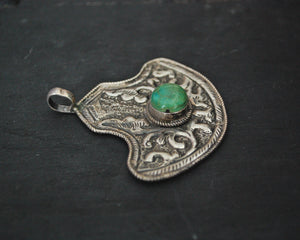 Ethnic Indian Turquoise Sterling Silver Pendant