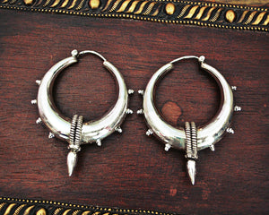 Sterling Silver Spike Hoop Earrings - LARGE